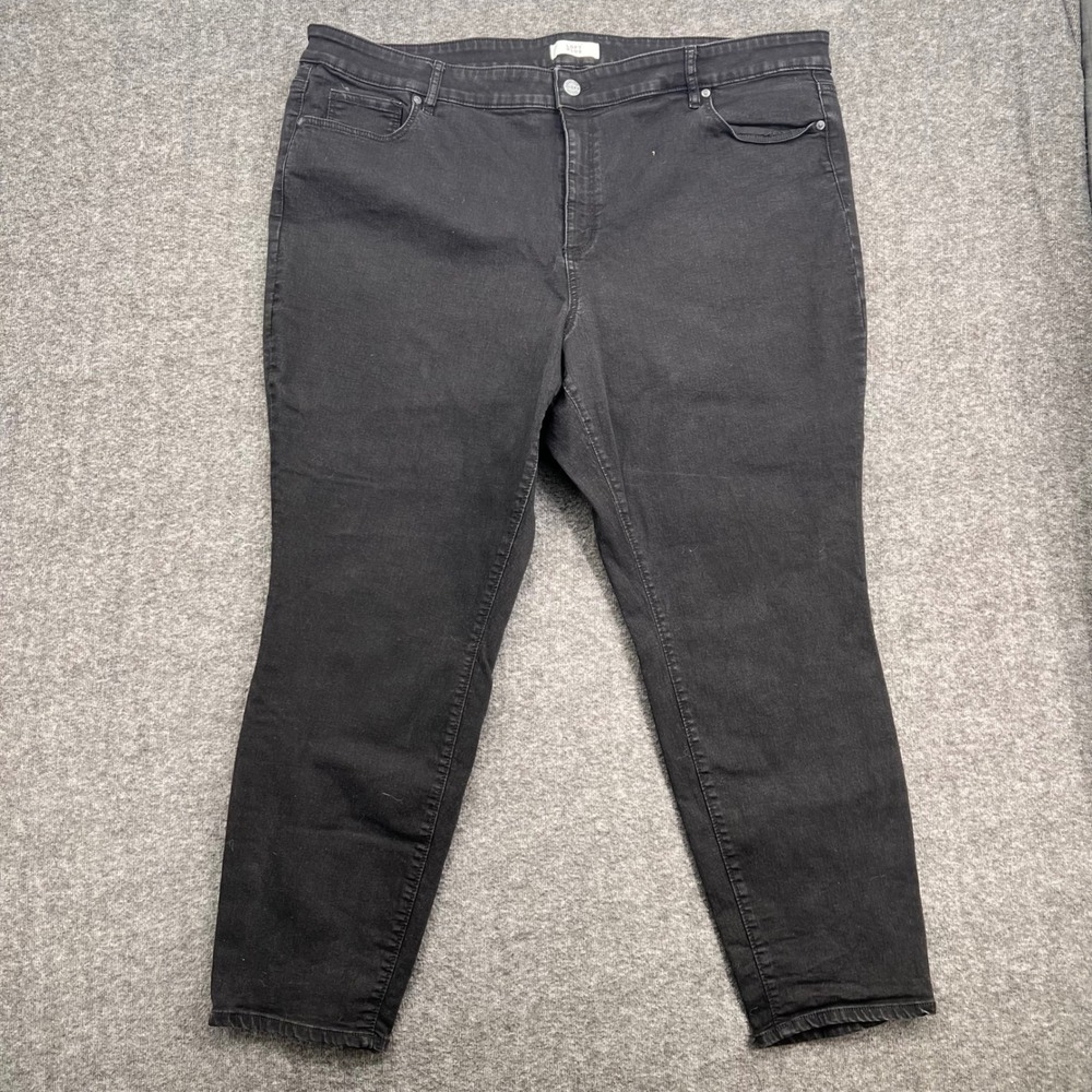 Loft Plus Womens Black High Waist Skinny Jeans Size 24 Faded Denim Pants